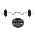 15kg - 120cm Super Curl Barbell Bar Weight Set + Ez Grip Cast Iron Weight Plate
