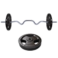 35kg - 120cm Super Curl Barbell Bar Weight Set + Ez Grip Cast Iron Weight Plate