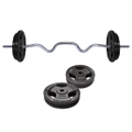 30kg - 120cm Super Curl Barbell Bar Weight Set + Ez Grip Cast Iron Weight Plate