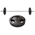 38kg - 198cm Barbell Bar Weight Set + 30kg Ez Grip Cast Iron Weight Plate