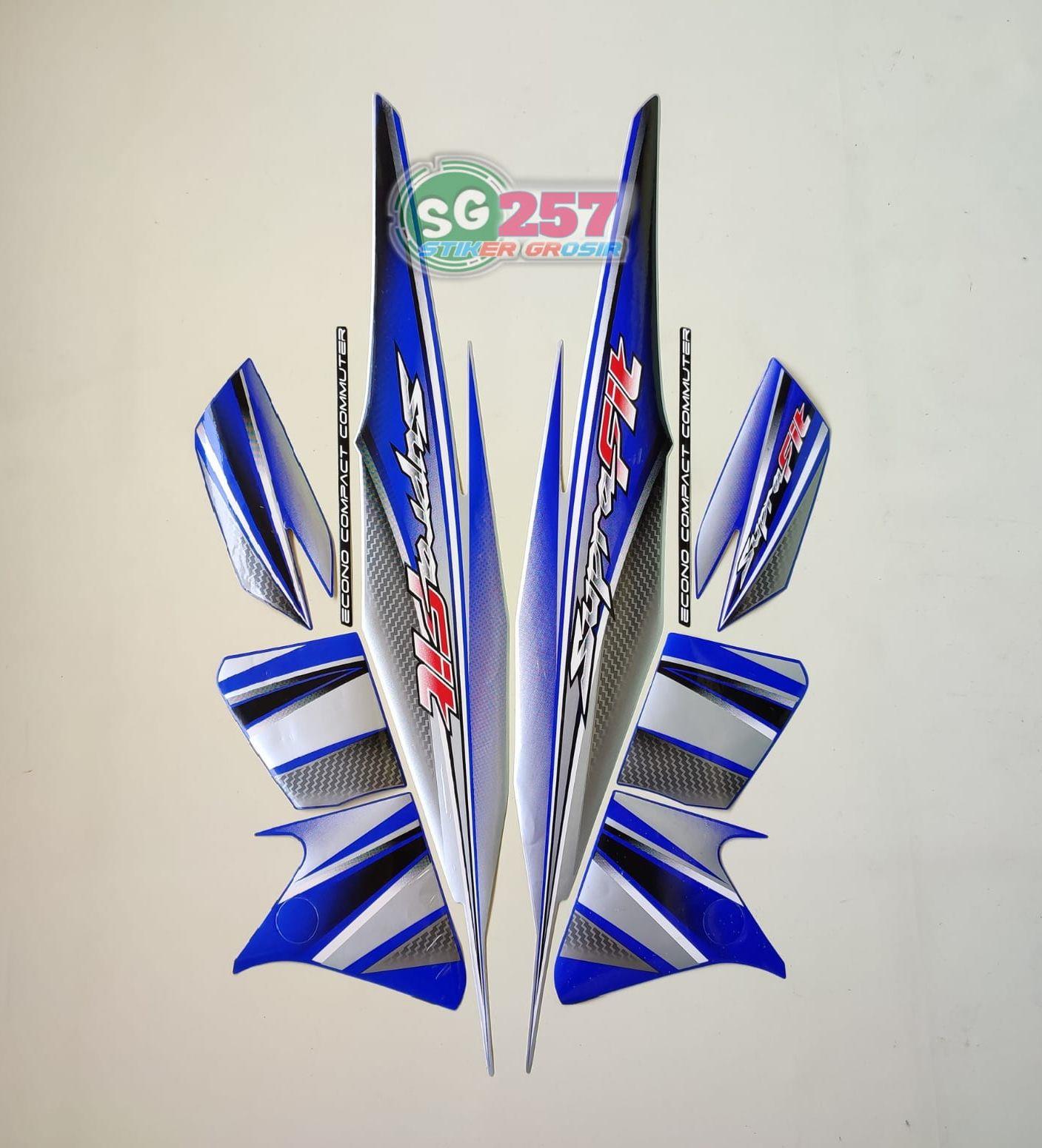 STRIPING STICKER STIKER LIS BODY MOTOR HONDA SUPRA FIT NEW 2006 SILVER BIRU STANDAR STICKER MOTOR HONDA SUPRA