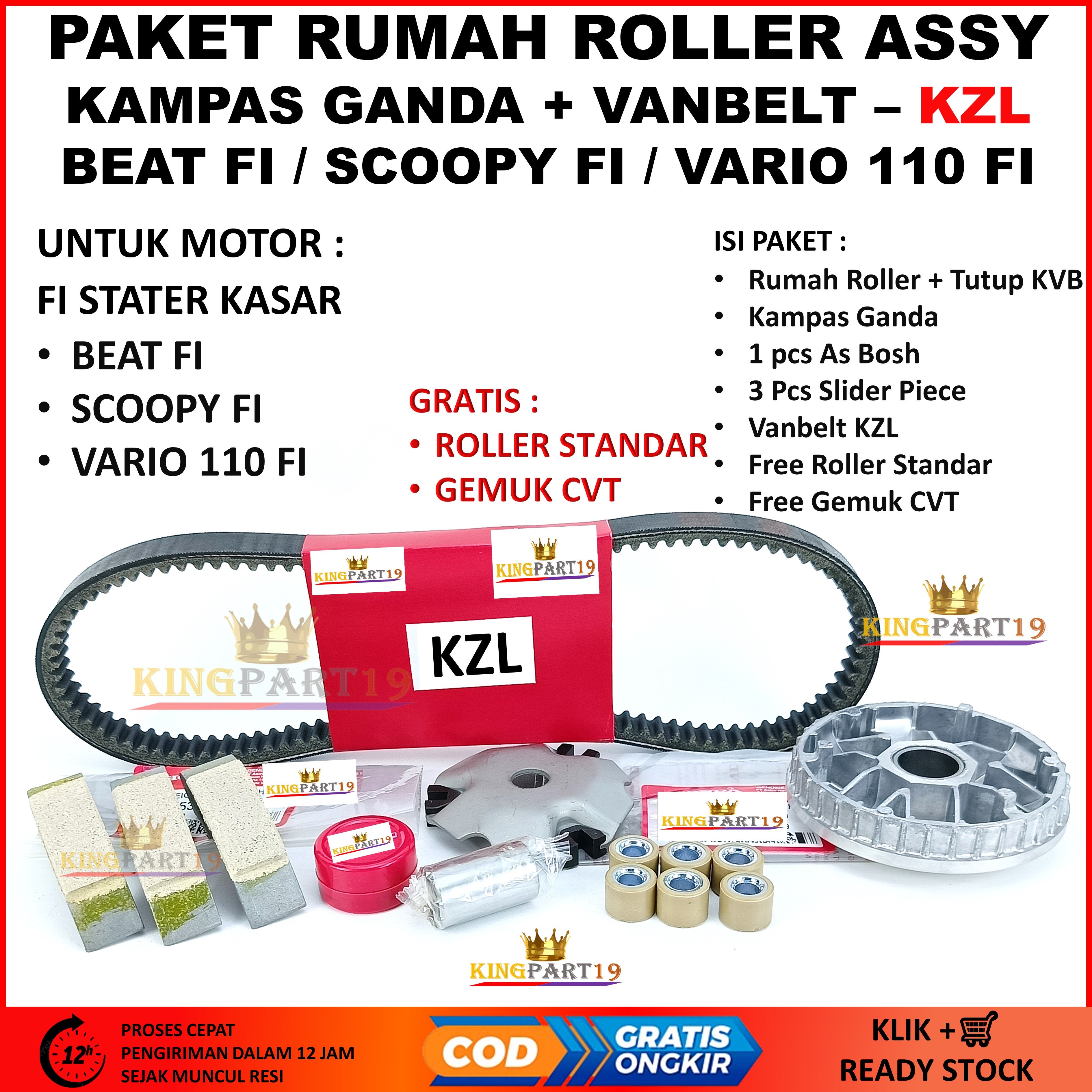 Paket Rumah Roller GRATIS VANBELT Beat Fi Scoopy Fi STARTER KASAR KZL / RUMAH ROLLER BEAT FI SCCOPY FI / KAMPAS GANDA BEAT FI SCOOPY FI / VANBELT BEAT FI SCOOPY FI STATER KASAR / PAKET KIRIAN CVT BEAT SCOOPY FI - KZL