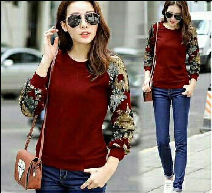 BCA.ATASAN WANITA KOREA FLOWERS HAND BLOUSE MOTIF BUNGA SABLON/UKURAN FIT M DAN L/TERBARU/KOREA/BANGKOK