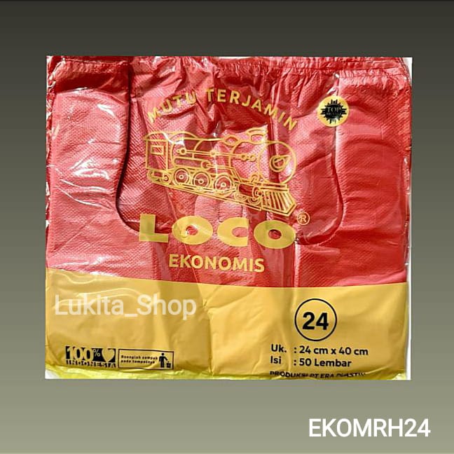 Kantong Plastik Kresek Loco Ekonomis Merah Ukuran 24