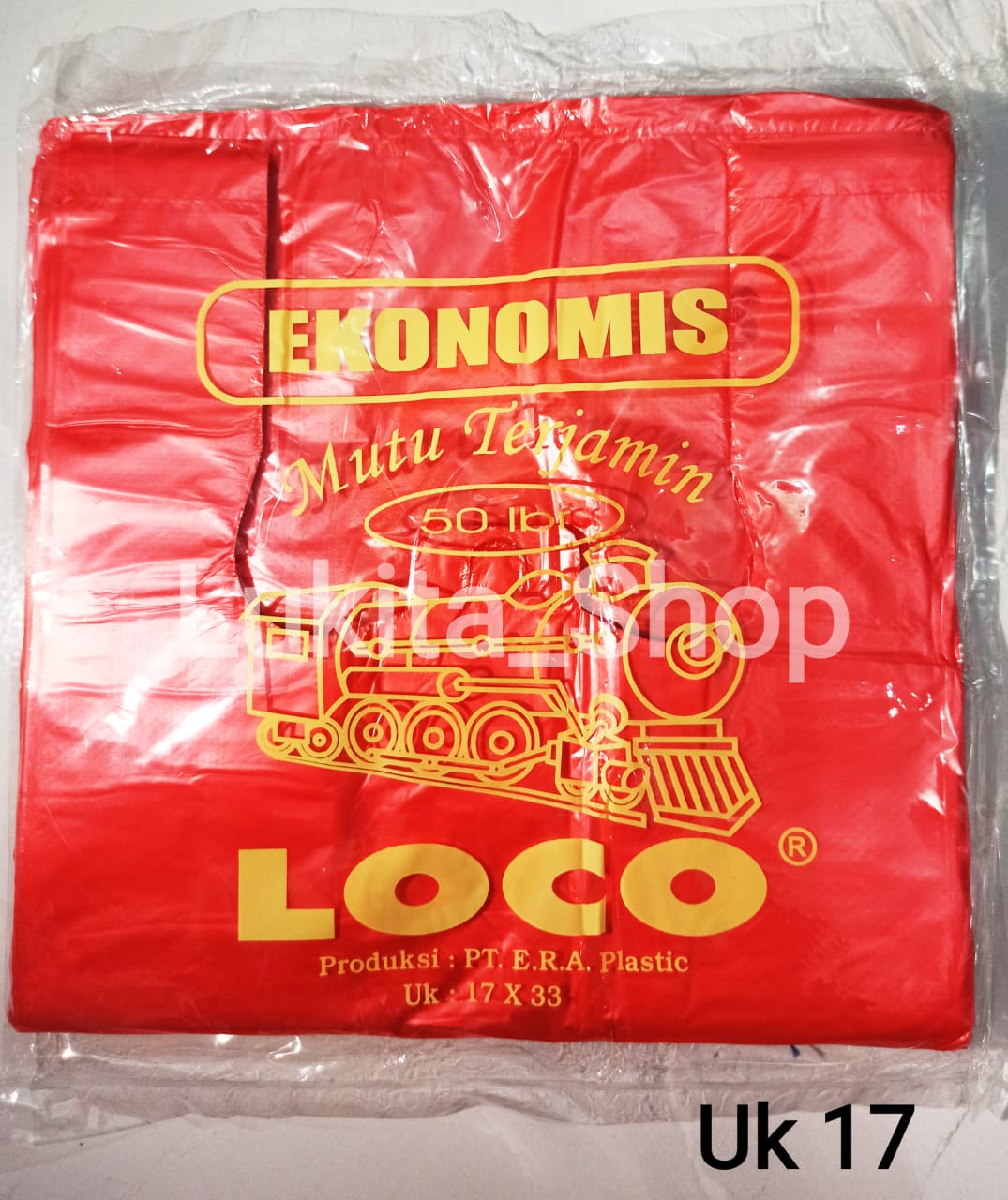 Kantong Plastik Kresek Loco Ekonomis Merah Ukuran 17