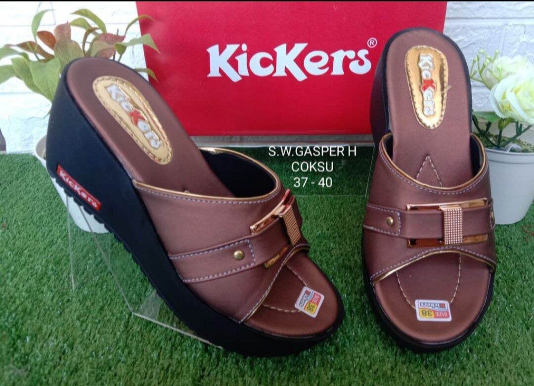 SANDAL WEDGES WANITA KICKERS CEWEK SENDAL. PESTA FORMAL HAK WEDJES SELOP SLOP JAPIT