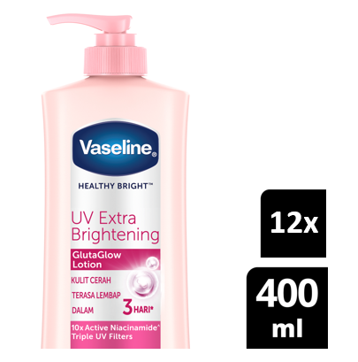 Vaseline Lotion Healthy Bright Uv Extra Brightening 400ml isi 12 pcs [Karton]