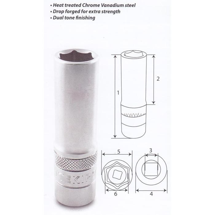 TEKIRO 1/2 INCH KUNCI SOCK DEEP WALL 6 PT 14 MM / MATA SOK PANJANG / ANAK SOK PANJANG / TOOLS - ALAT PERKAKAS