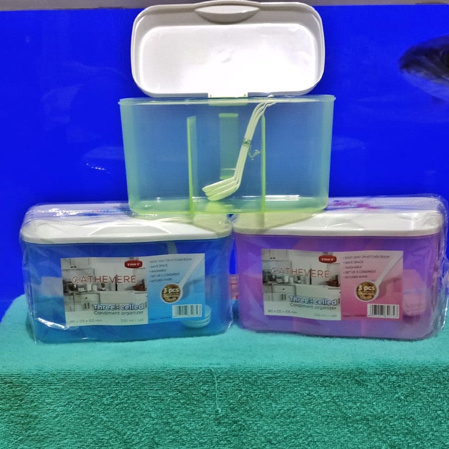 Tempat Bumbu 3 Sekat + Sendok Cantik Serbaguna