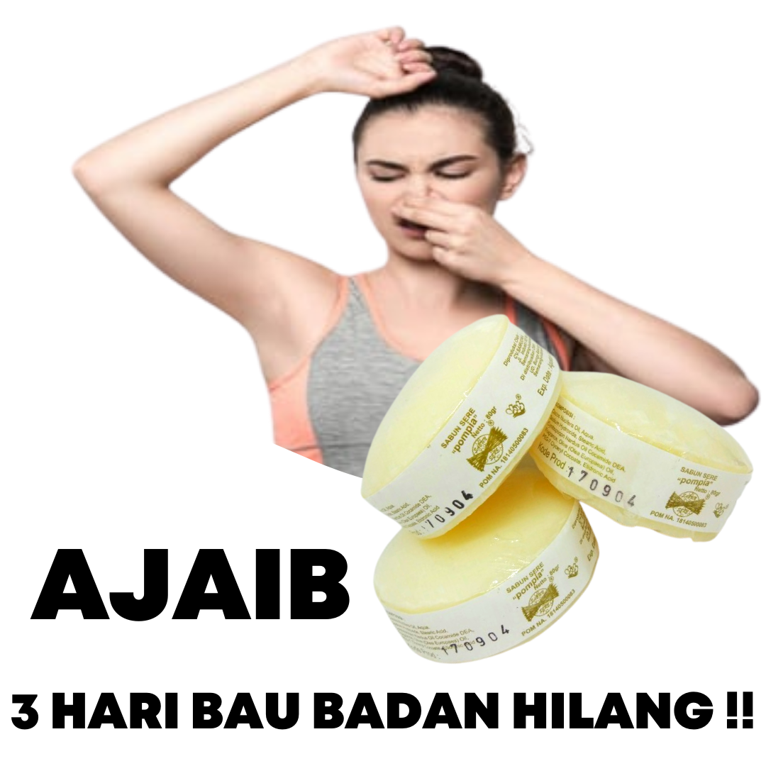3 Pcs Sabun Mandi Untuk Bau Badan - Sabun Untuk Menghilangkan Bau Ketiak Biar Ga Bau Badan Pria Penghilang Bau Ketiak Ketek Wanita Sabun Sereh Pompia BPOM