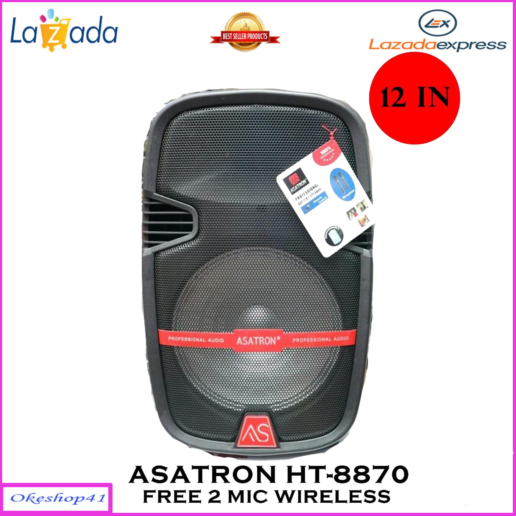 Speaker Portable Amplifier Wireless Meeting ASATRON HT-8870 UKM 12inch (Microphone Handheld)