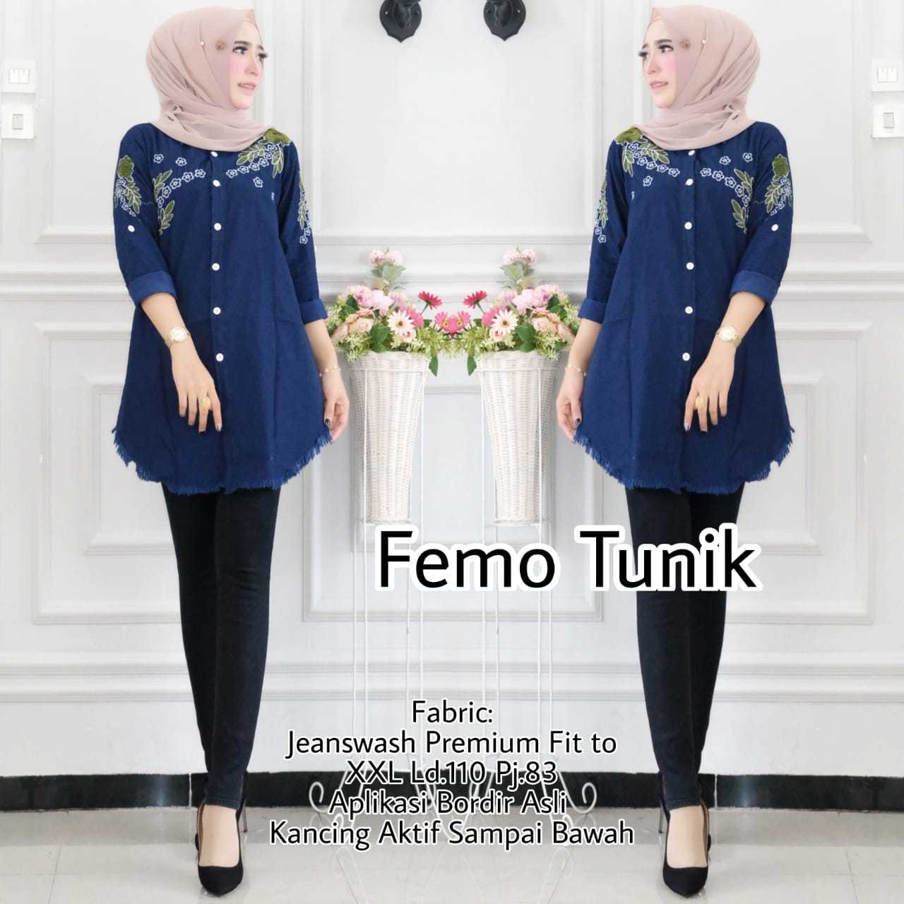 tunik jeans wanita terbaru 2024/tunik jeans remaja/baju tunik jeans murah/atasan baju wanita murah/tunik jeans import/ kemeja viral tiktok