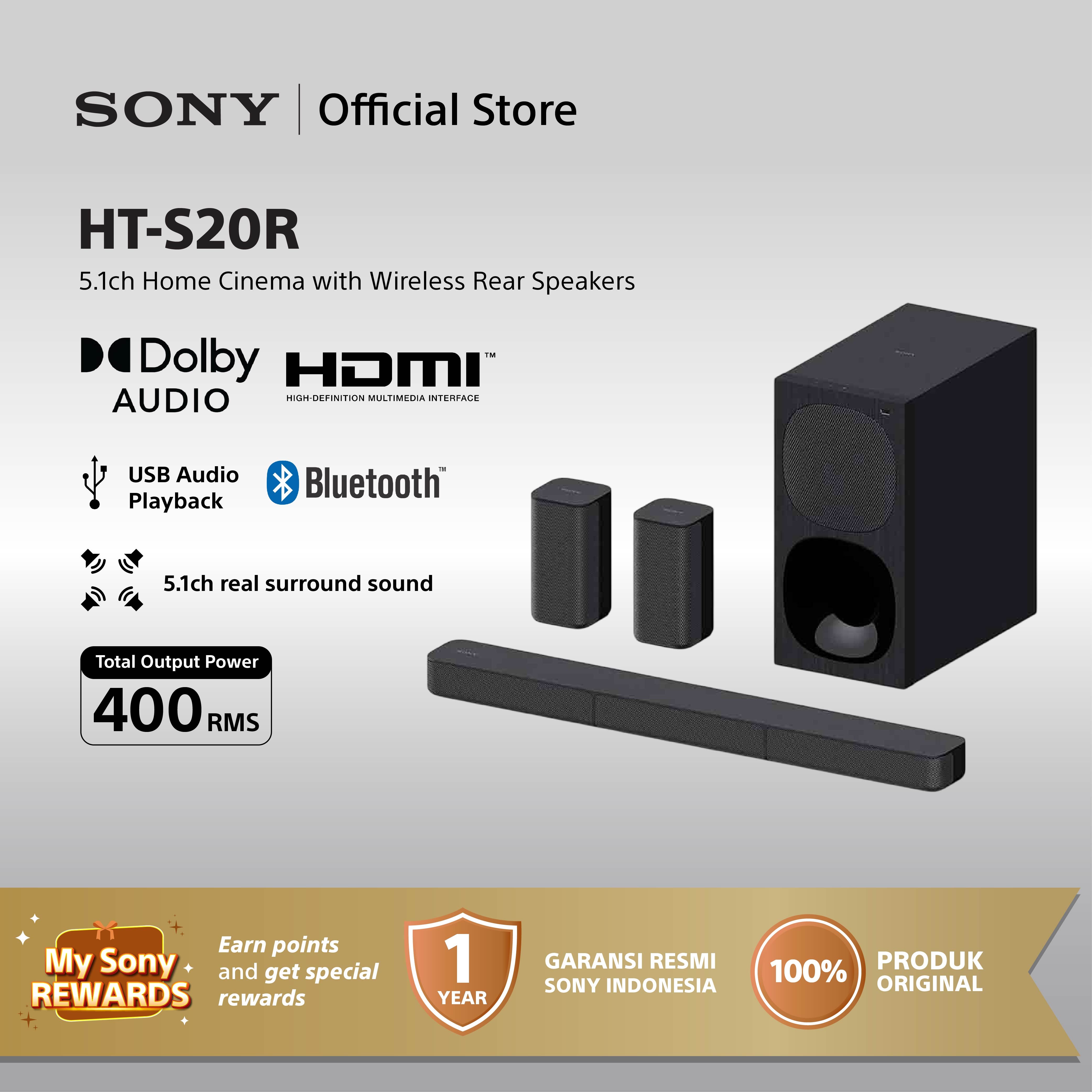 Sony HT-S20R Soundbar 5.1ch Home Cinema Soundbar System - Black Original