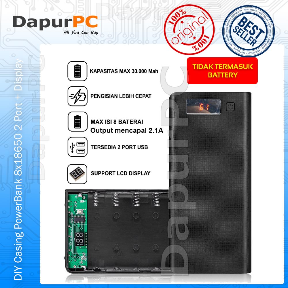 DIY Casing PowerBank 8x18650 2 Port + Display Case