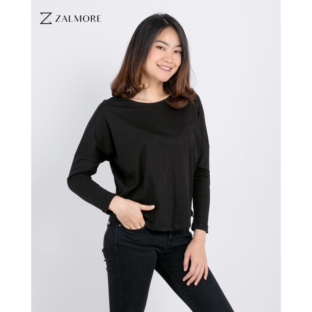 Zalmore Longsleeve Loose Tee Premium LUMA Cotton - Kaos Lengan Panjang Wanita Lembut Ringan Sejuk Anti Nerawang