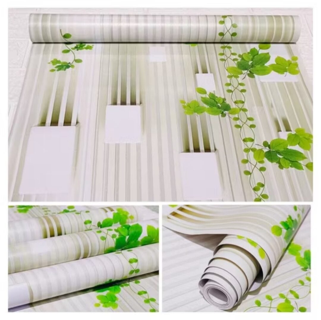 WALLPAPER DINDING MOTIF DAUN RAMBAT
