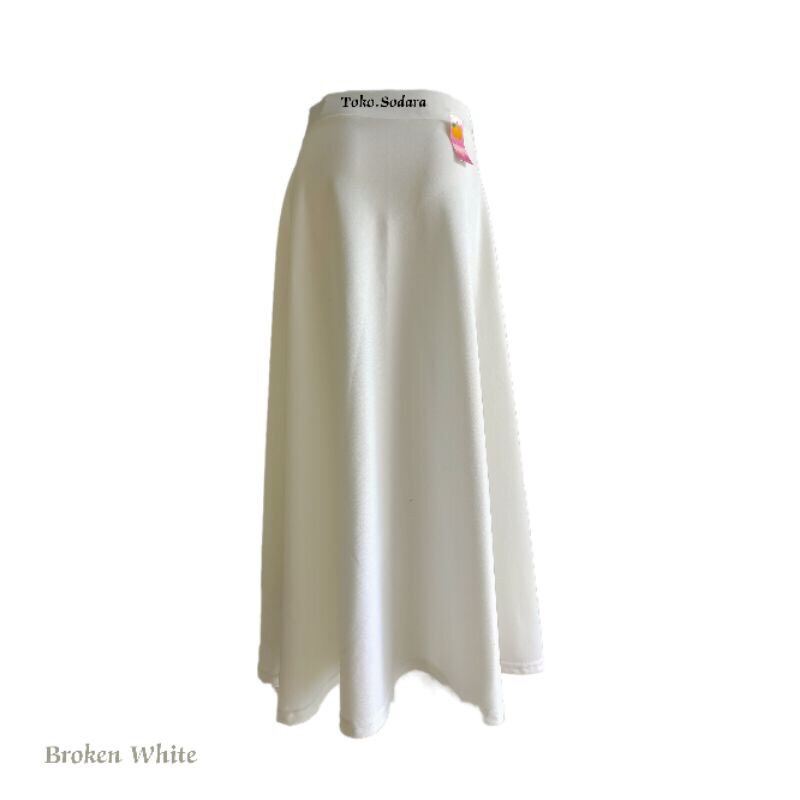 Rok Wanita Panjang Bisa COD/Bayar ditempat Rok Payung Jodda Scuba Putih Tulang Rok payung Broken White Rok Muslim