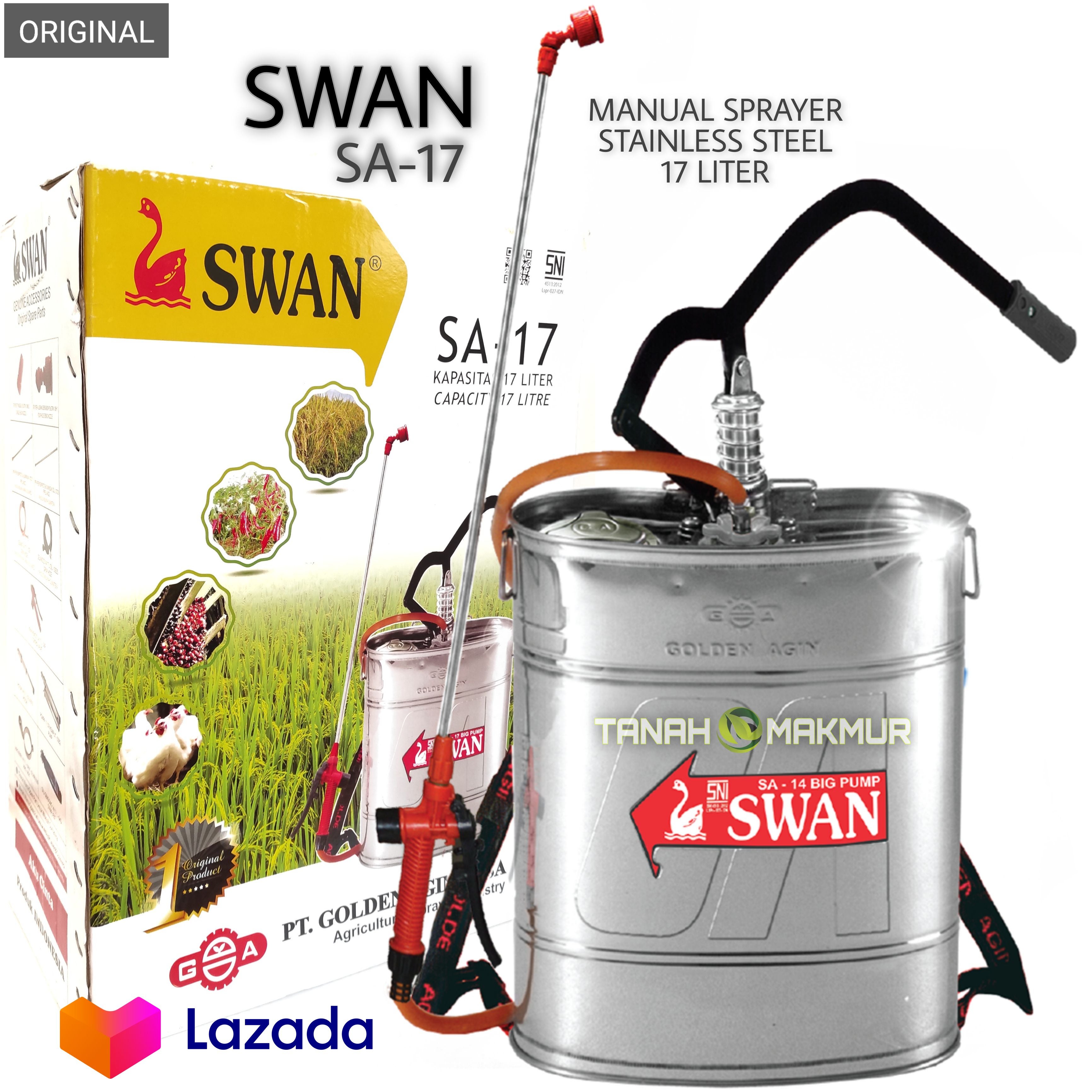 SWAN SA-17 MANUAL STAINLESS STEEL SA17 BIG ALAT SEMPROT SEMPROTAN KABUT 17L ASLI ORIGINAL TANGKI BESI KUAT AWET 17 LITER KNAPSACK SPRAY AIR PUPUK HAMA DISINFEKTAN CAIRAN SAWAH KEBUN TAMAN MENYEMPROT
