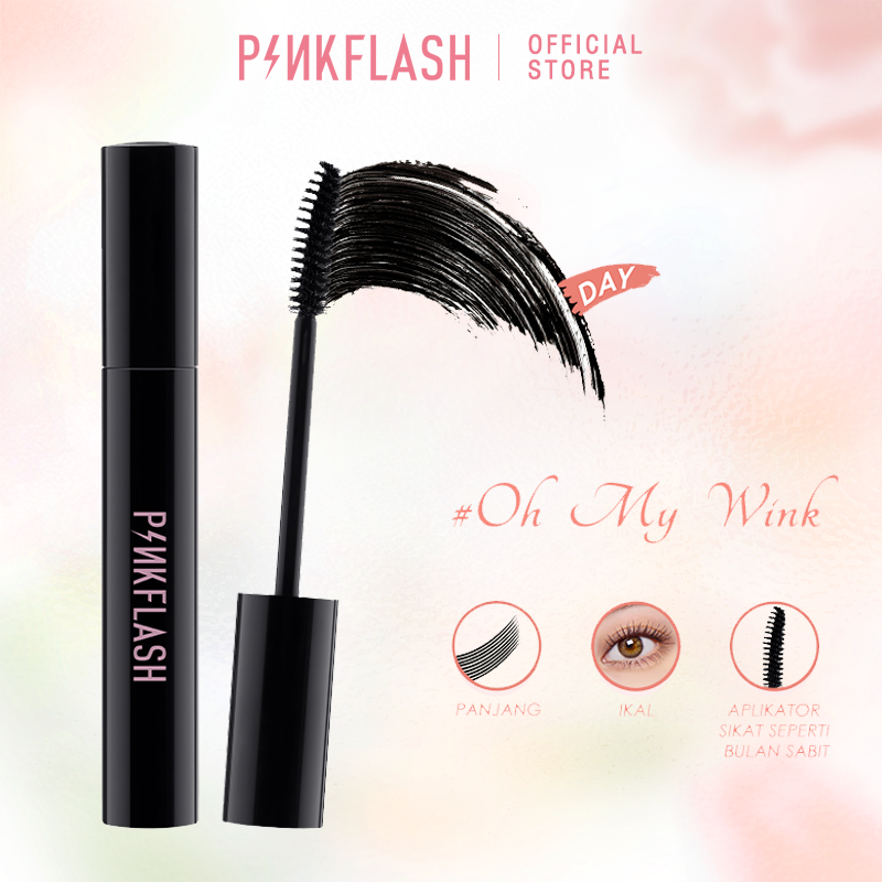 PINKFLASH Tongkat Pemanjang dan Volume Maskara Tahan Air Isi Serat & Silikon Abadi Black