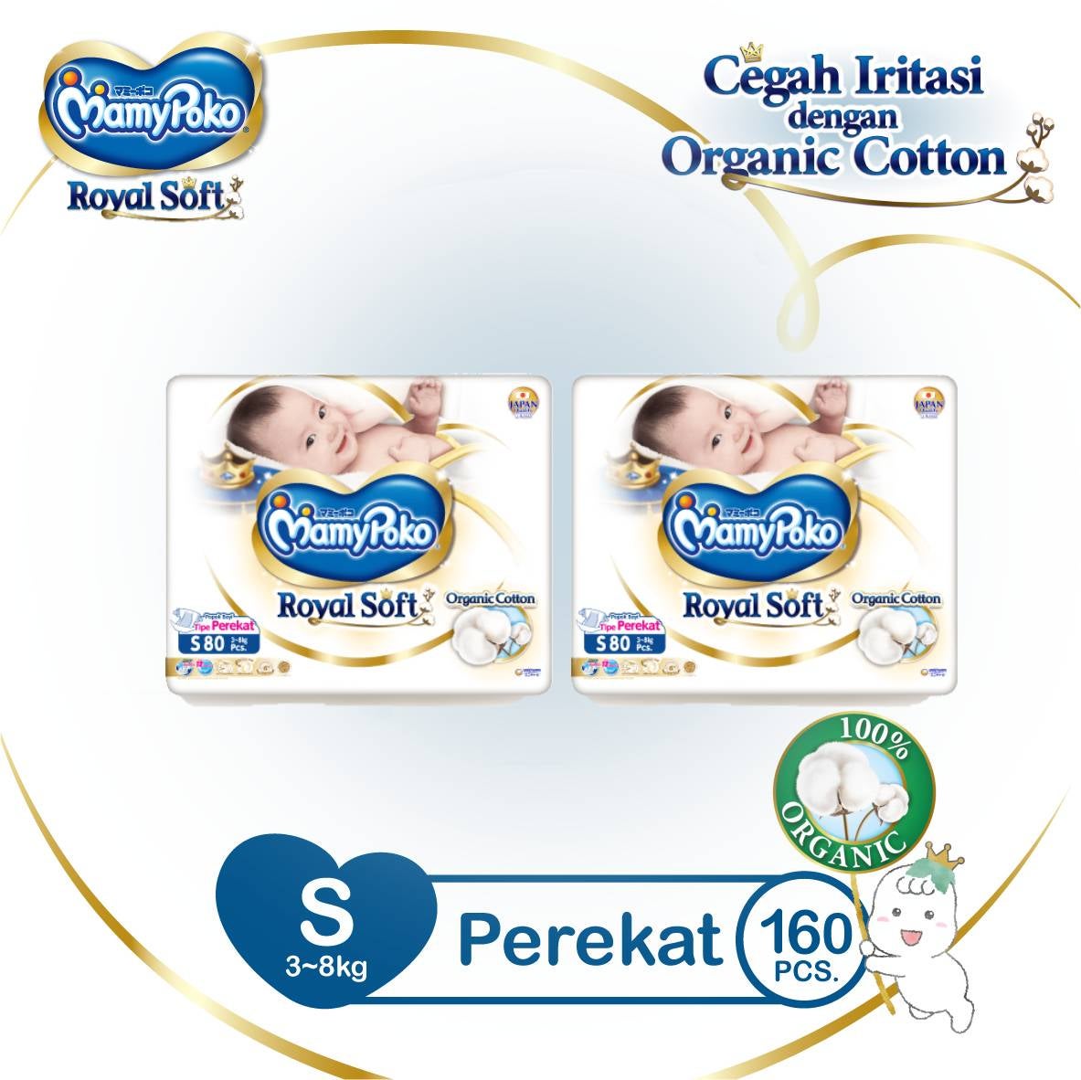 [Paket isi 2] MamyPoko Royal Soft S80 (3-8kg)