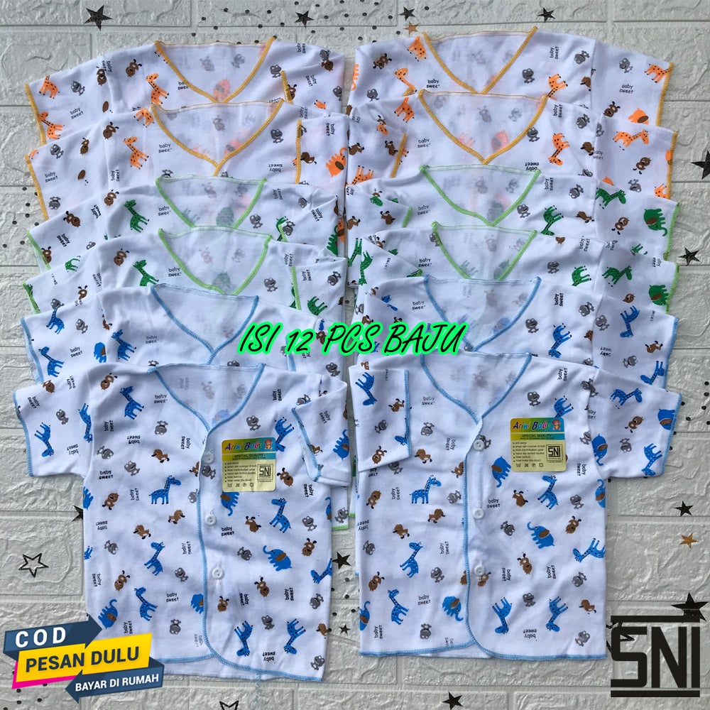 12 Pcs/6 Pcs Baju Bayi Baru Lahir Lengan Pendek Newborn Sukmastore