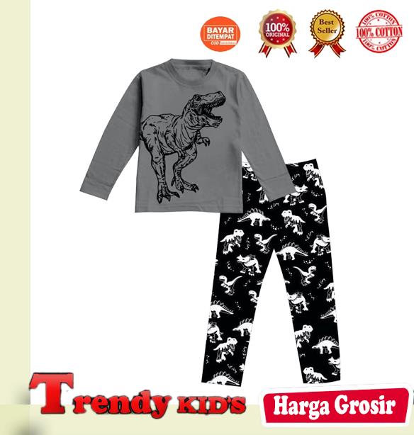 Trendy kids piyama anak Setelan anak laki-laki tangan panjang 1-10 thn motif Dinosaorus Trendy kids
