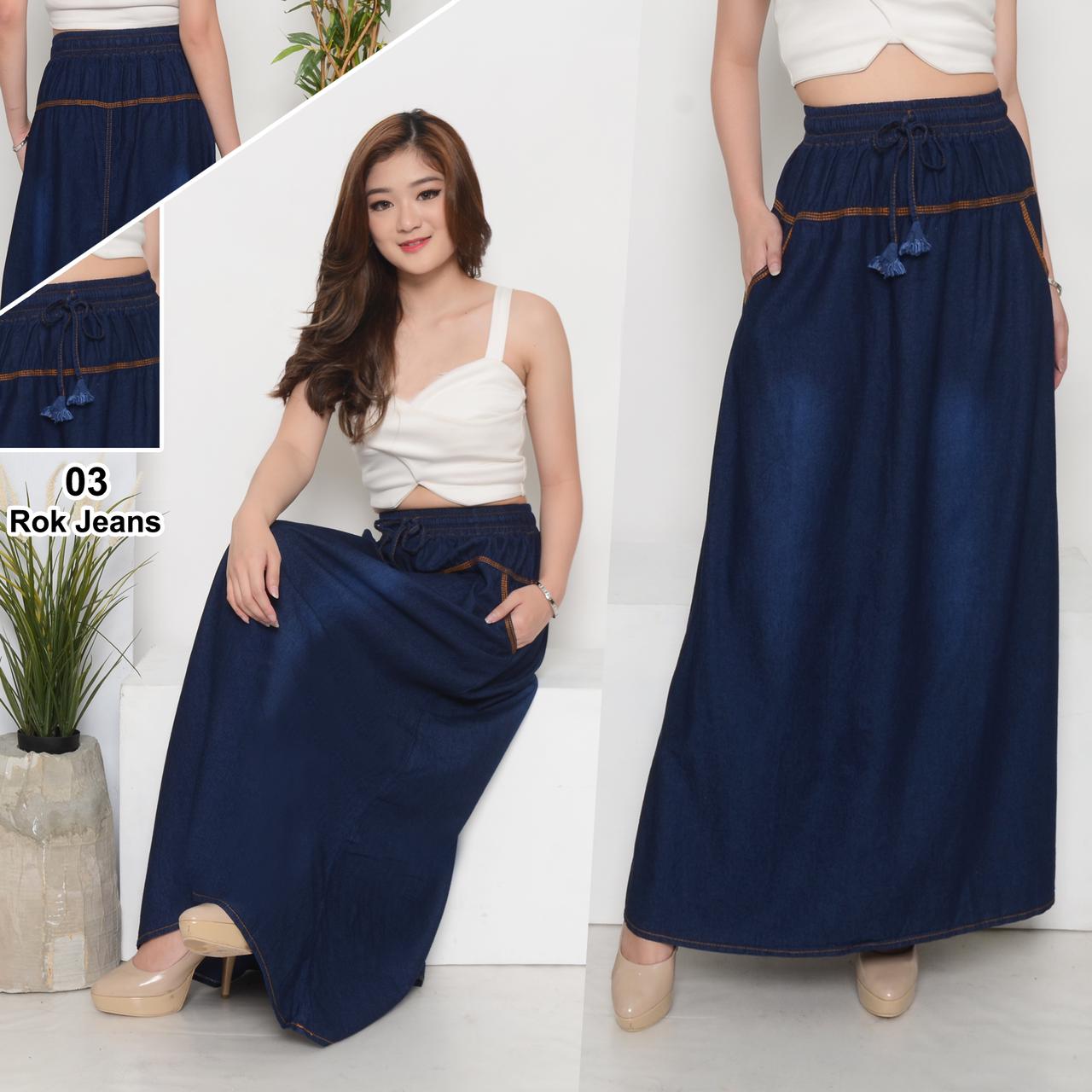 Rok Jeans Panjang Wanita Mayung / Rok Jeans Wanita Dewasa / Rok Jeans Skirt Wanita