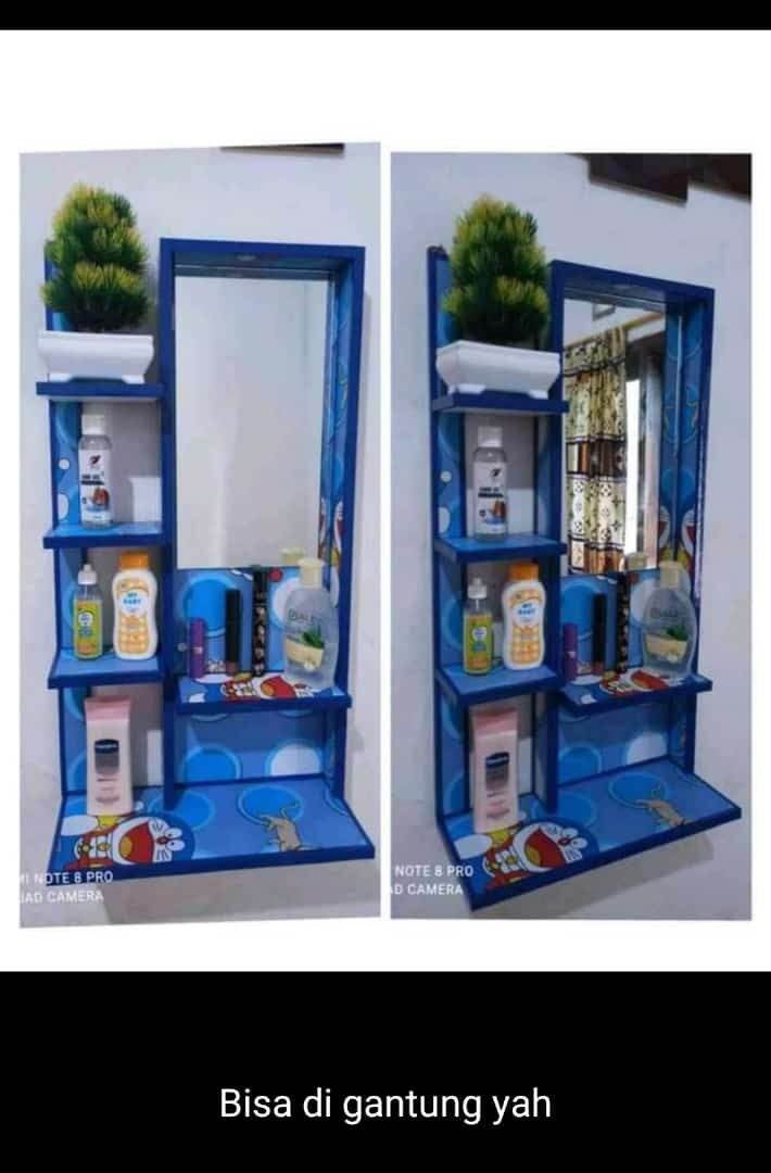 rak kosmetik gantung .. uk 60x35 bahan kayu MDf import [COD]