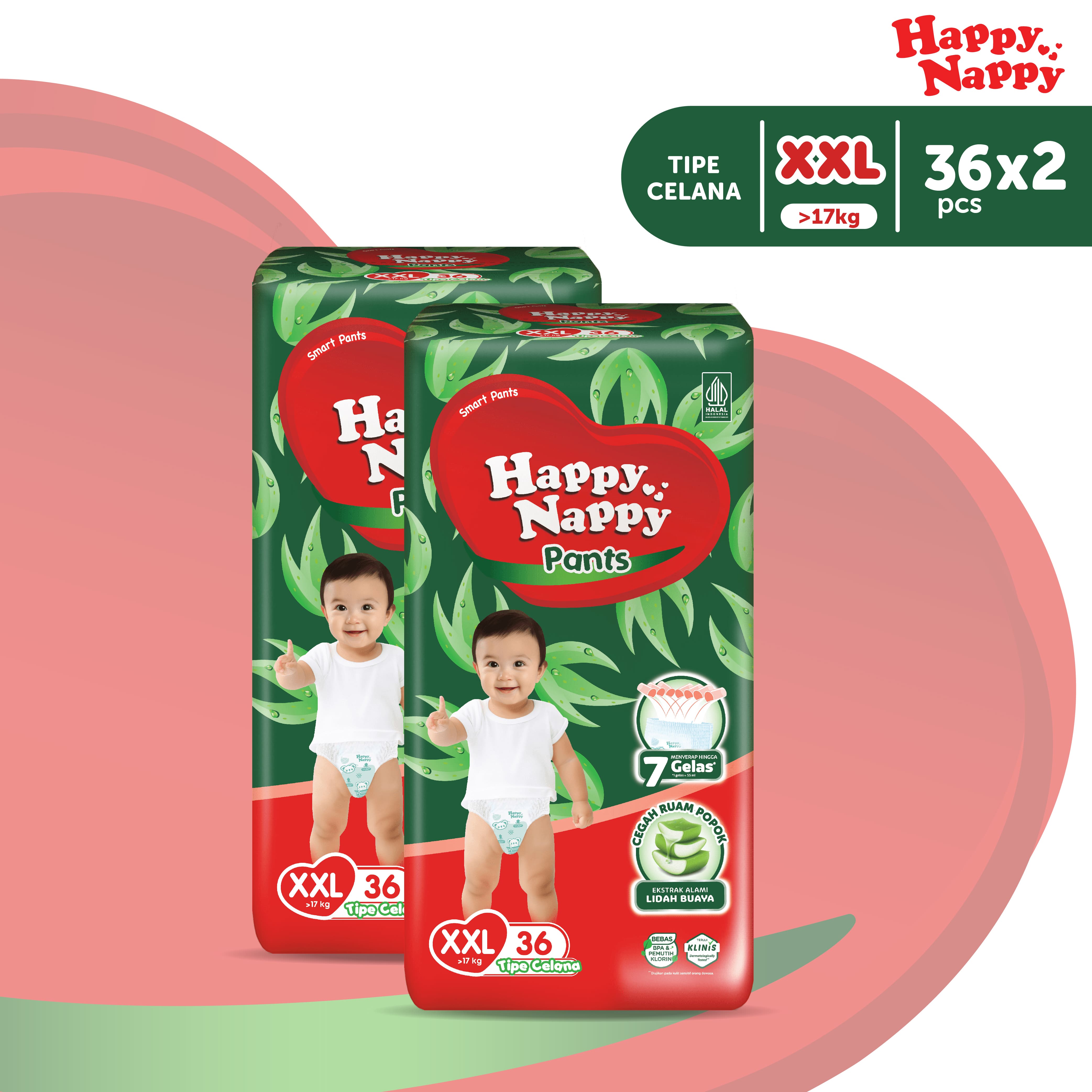 Happy Nappy Smart Pants XXL36 x2 (>17kg) isi 72 pcs