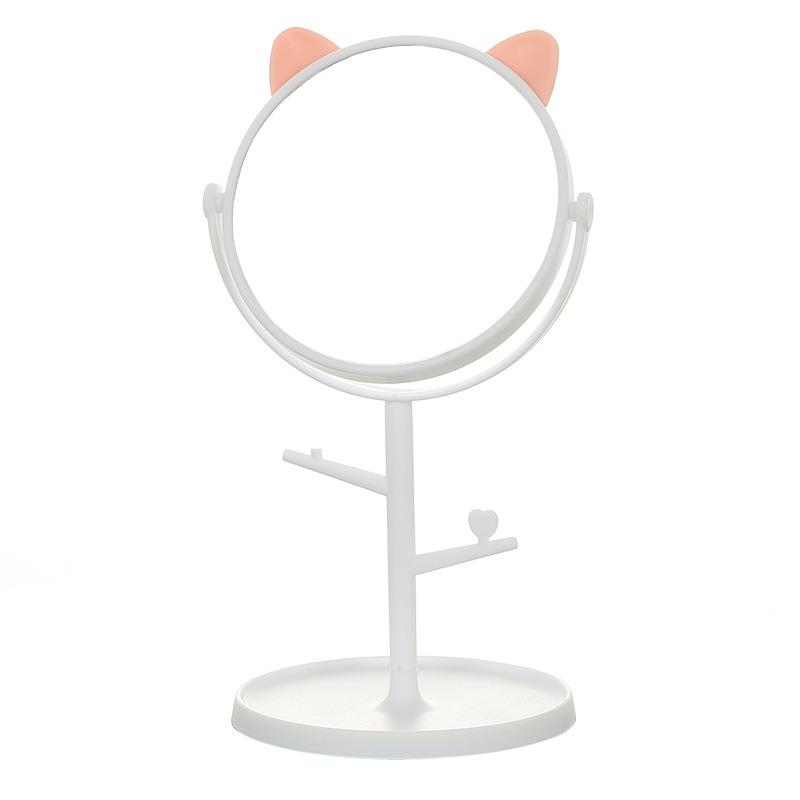 Harga Grosir - Cermin Motif Telinga Kucing Panda / Kaca Make Up Bulat / Standing Mirror Make Up