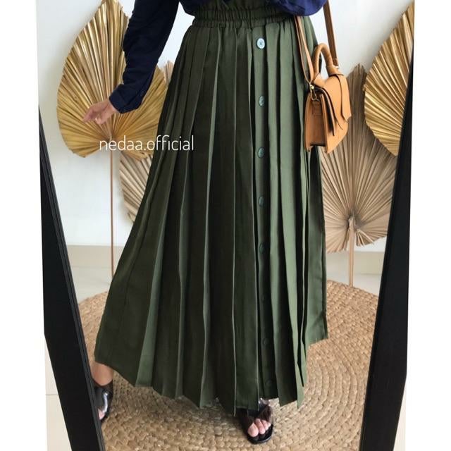 rok rempel terbaru-rok kancing depan-rok model plisket