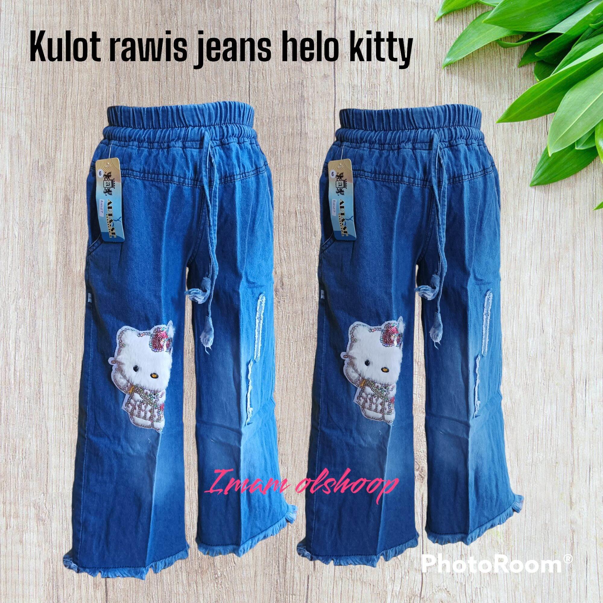 CELANA KULOT ANAK perempuan HELO KITTY LOL BULU denim lembut tebel import cantik modern viral umur 1 tahun 2 tahun 3 tahun 4 tahun 5 tahun 6 tahun 7 tahun 8 tahun 9 tahun 10 tahun 11 tahun 13 tahun 12 tahun TK SD SMP remaja