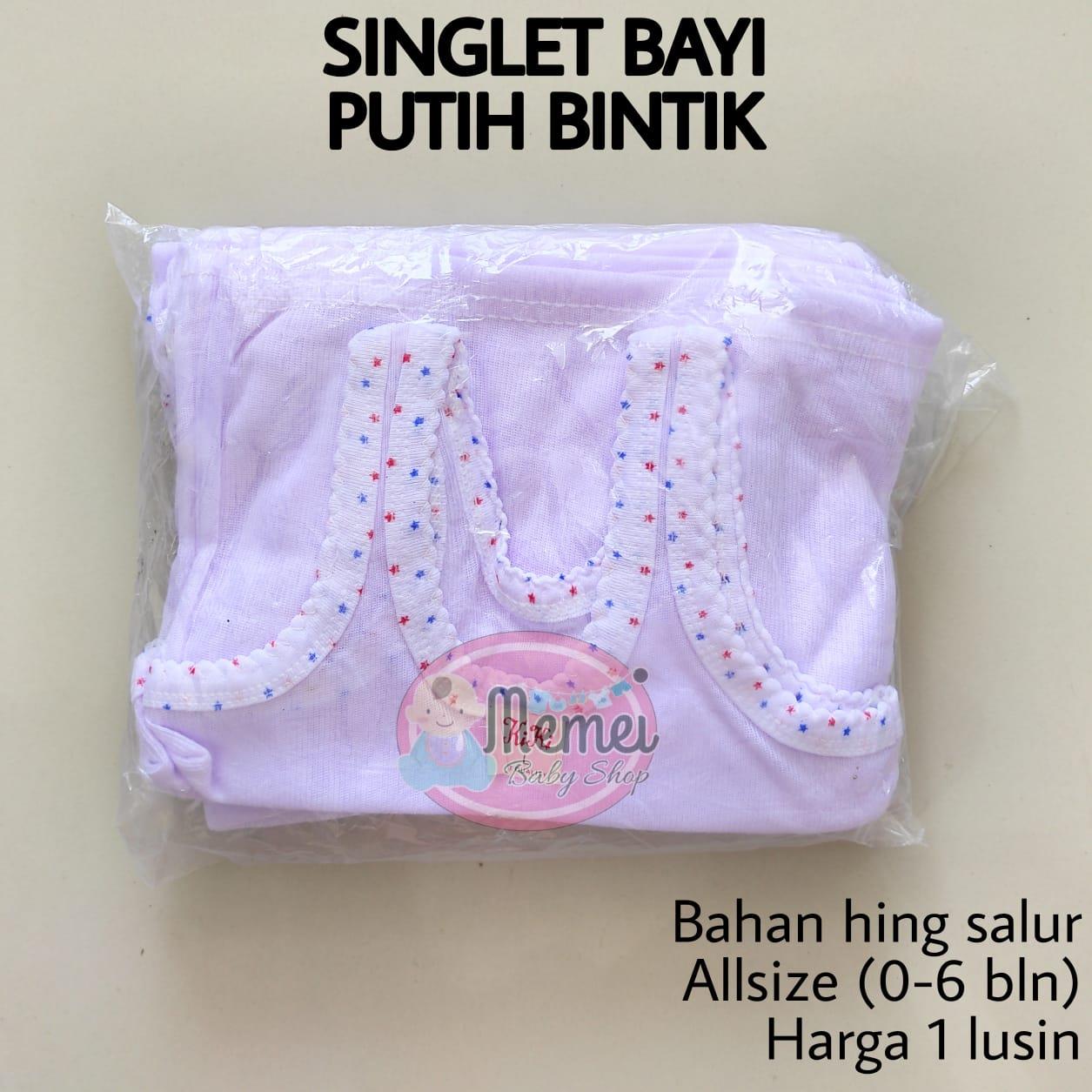 1 LUSIN (12 pcs) Singlet bayi PUTIH POLOS ukuran S / M / L / XL Perlengkapan bayi lahir