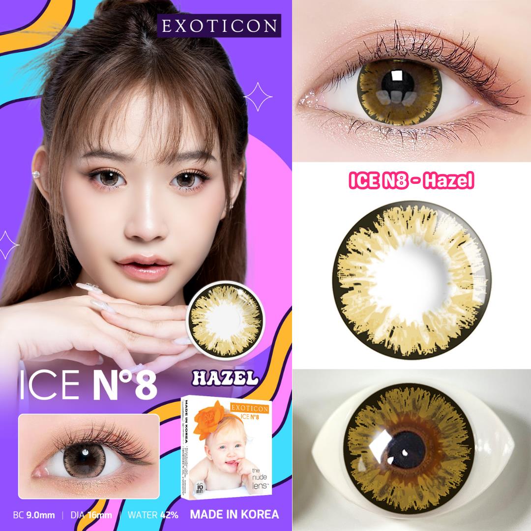 {BISA COD} SOFTLENS ICE N8 / N.8 NORMAL & MINUS (-0.50 S/D -6.00) BIG EYES By X2 EXOTICON DIA 16MM + FREE LENSCASE / GREY HAZEL BLUE BLACK GREEN PINK / BEST SELLER / SOFTLENS / NATURAL / SOFTLENS MURAH Soflen Softlen Soflens