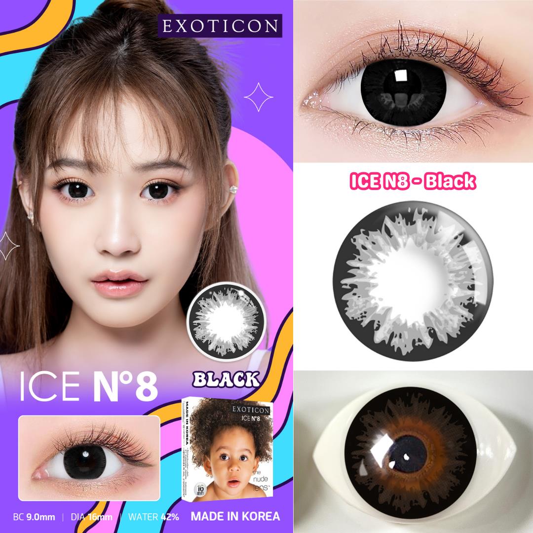 {BISA COD} SOFTLENS ICE N8 / N.8 NORMAL & MINUS (-0.50 S/D -6.00) BIG EYES By X2 EXOTICON DIA 16MM + FREE LENSCASE / GREY HAZEL BLUE BLACK GREEN PINK / BEST SELLER / SOFTLENS / NATURAL / SOFTLENS MURAH Soflen Softlen Soflens