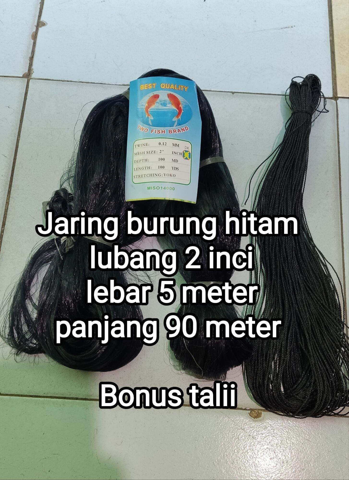 COD jaring burung hitam tinggi 5 meter panjang 90 meter lubang 2 inci bonus tali bisa cod murah