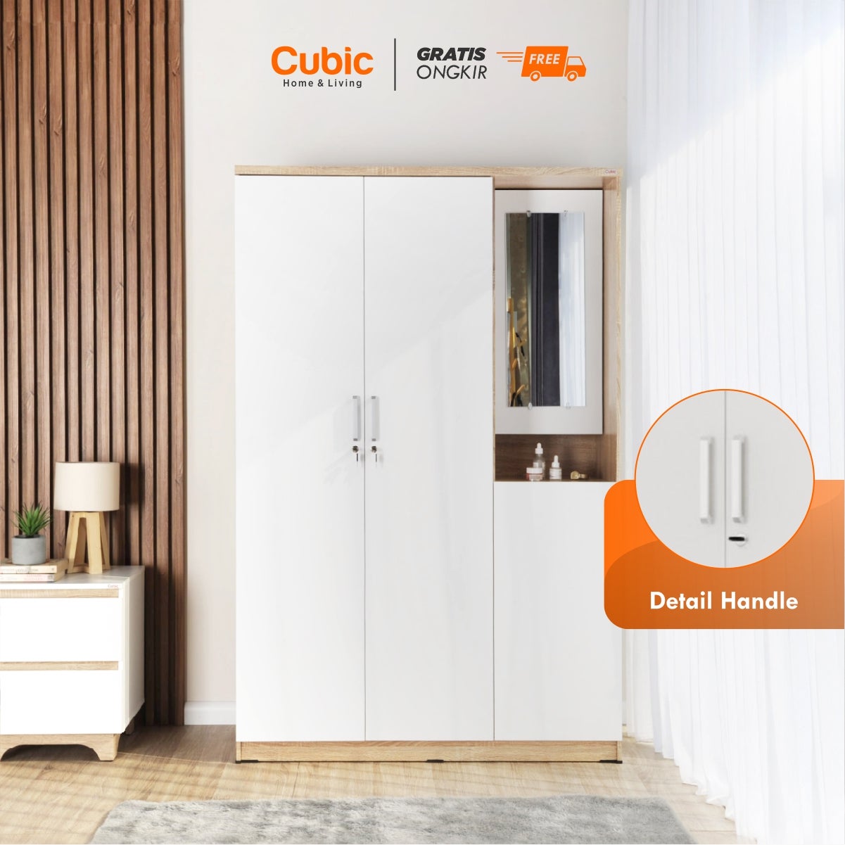 Cubic Lemari Pakaian Minimalis / Wardrobe Baju Motif Kayu / LUNA LPM 301