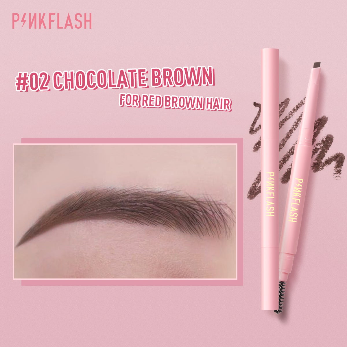 [BPOM] PINKFLASH OhMyEmoji Pensil Alis Otomatis Lembut Long-Lasting 8h Tahan air bukti keringat Pigmented E09