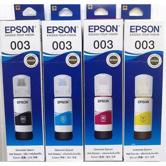 1 SET PAKETAN TINTA EPSON 003 4 WARNA (BLACK MAGENTA CYAN YELLOW) FOR L1110 L3110 L3101 L3150 L5190