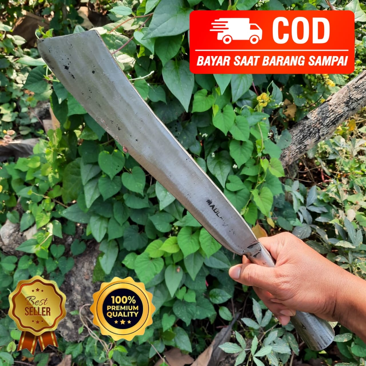 Golok Baja Per Mobil Gagang Besi Finishing SANGAT HALUS - Parang Pisau Cacah Daging - Bedok Lurus