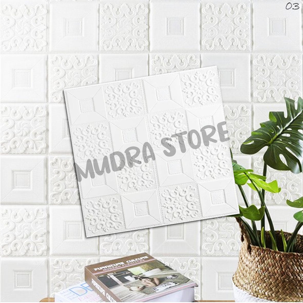 Wallpaper 3D Foam Brick Emboss Motif Corak Batu Alam / Wall Sticker Dinding 3D Foam 38 cm x 70 cm