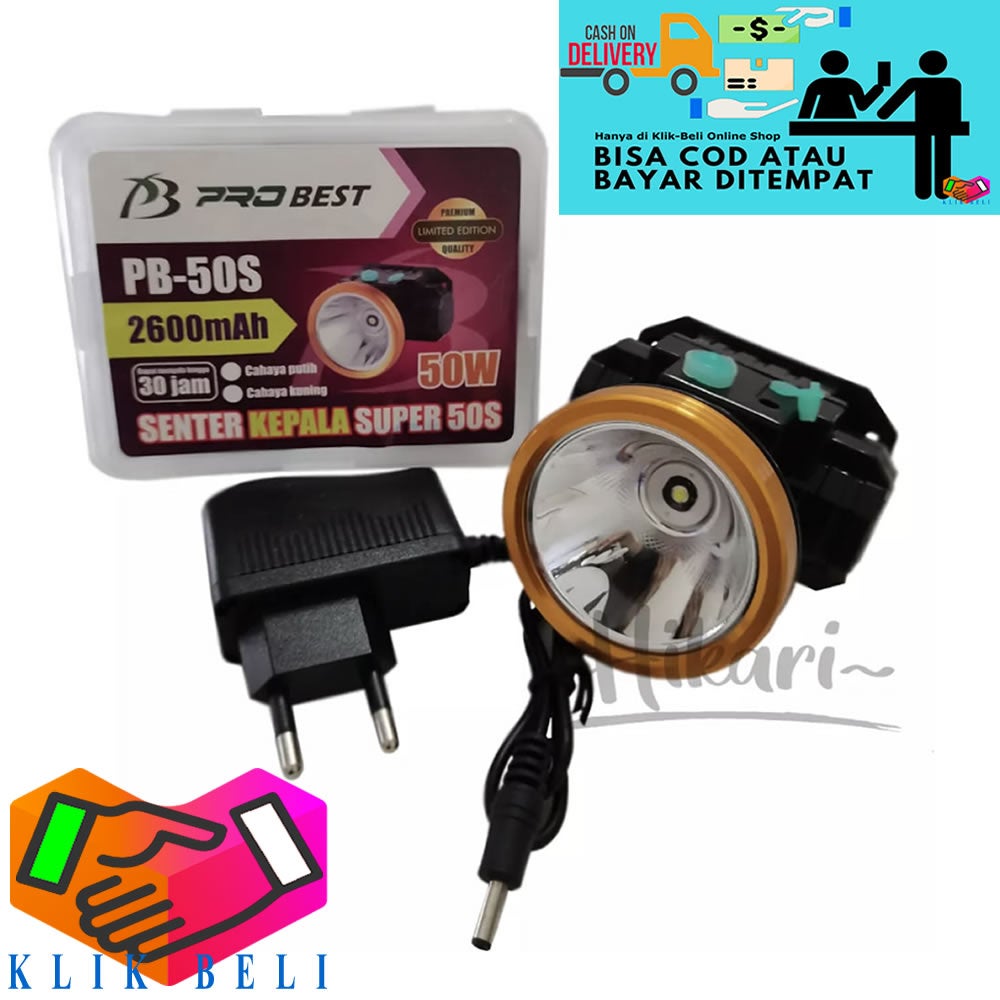 Klik-Beli Senter Kepala Probest 50 Watt PB-50S Cahaya Putih / Kuning