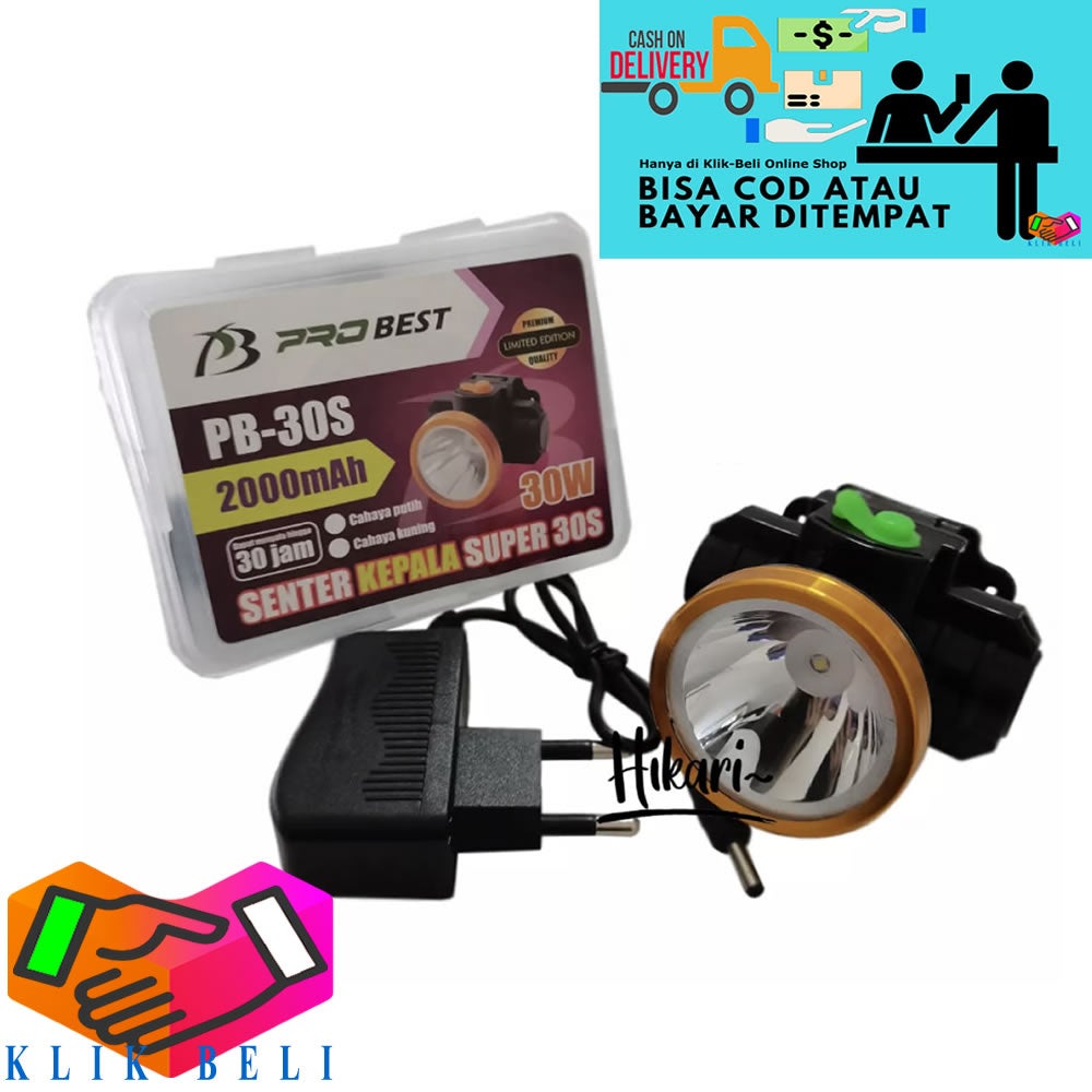 Klik-Beli Senter Kepala Probest 30 Watt PB-30S Cahaya Putih / Kuning