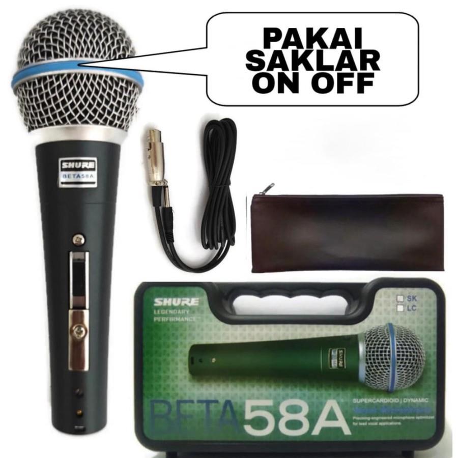 Microphone Shure BETA 58 Mic Koper (Pakai On/Off) Mikropon Karaoke