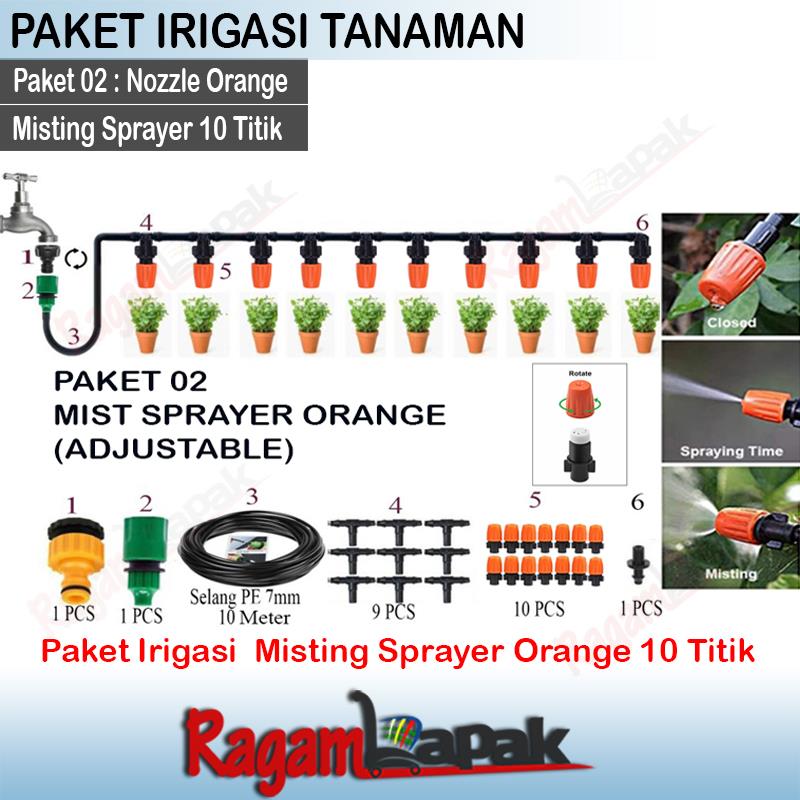 Paket misting Sprayer 10 titik selang 7 Orange Adjustable - spray - kabut