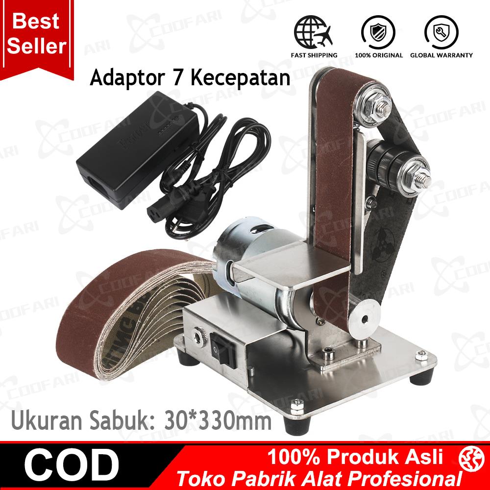 COOFARI Desktop Grinder Mini Electric Belt Sander DIY Polishing Machine Mesin Amplas Genggam Alat