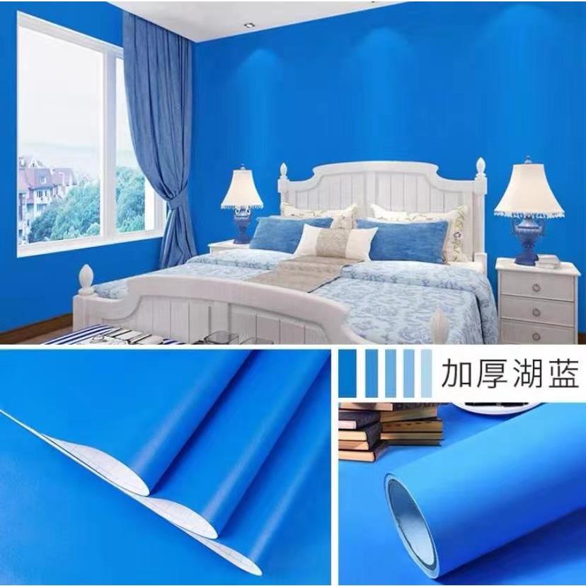 WALLPAPER DINDING Ukuran 45 cm x 10 M Motif POLOS PASTEL BIRU PINK HITAM PUTIH PREMIUM BERTEKSTUR
