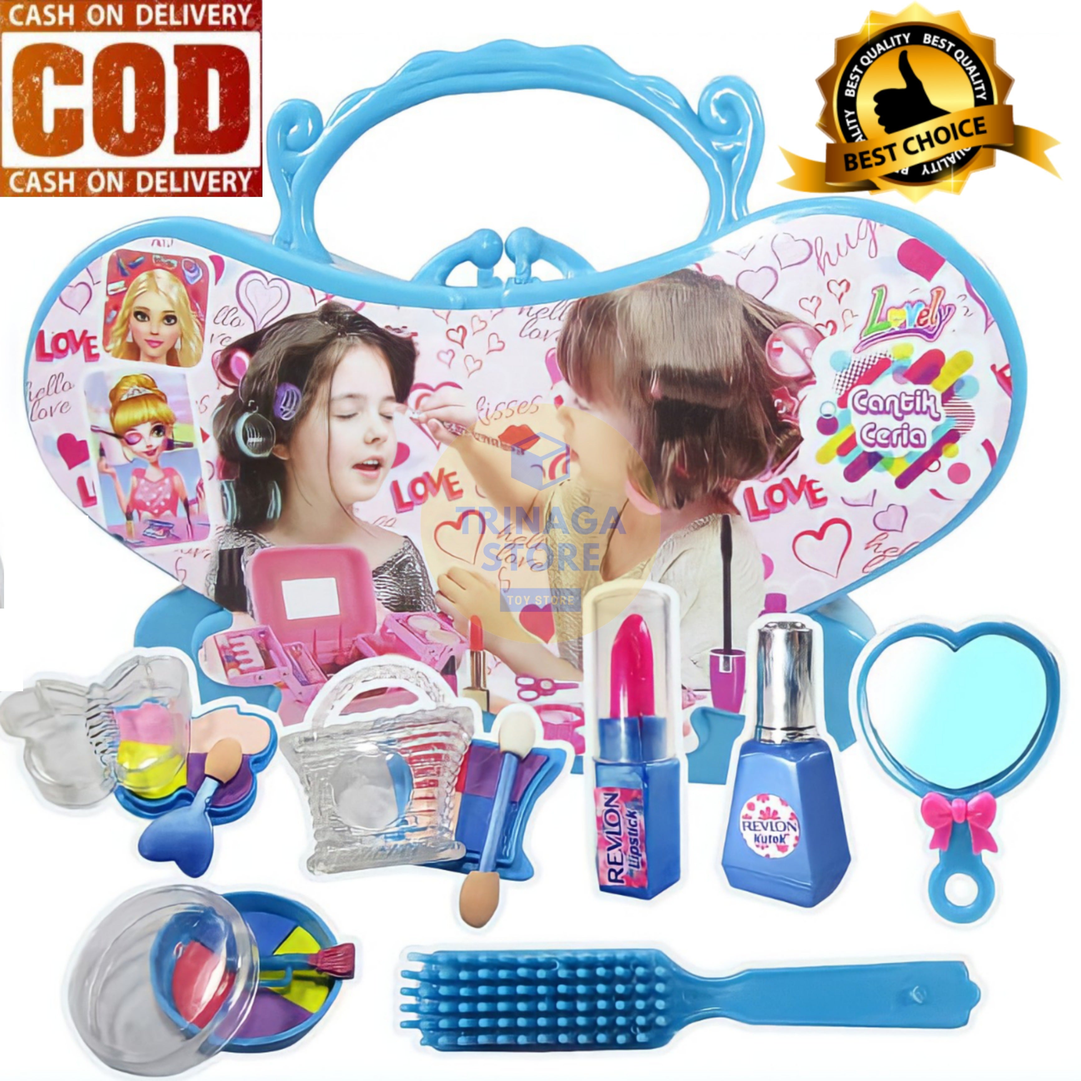 ( BISA COD ) PROMO Mainan Anak Perempuan Make Up Tas DUMMY Kosmetik Lipstick Eye Shadow Makeup Set SNI