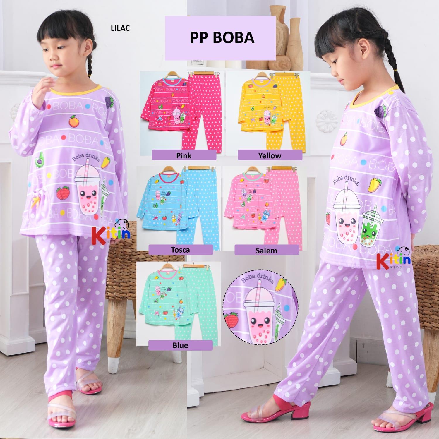 FN - SETELAN BAJU TIDUR DAN PIYAMA ANAK CEWEK/PEREMPUAN ABG JUMBO TANGGUNG 1-12 TAHUN MOTIF BOBA BUBBLE BAHAN KATUN FREE ONGKIR BISA COD