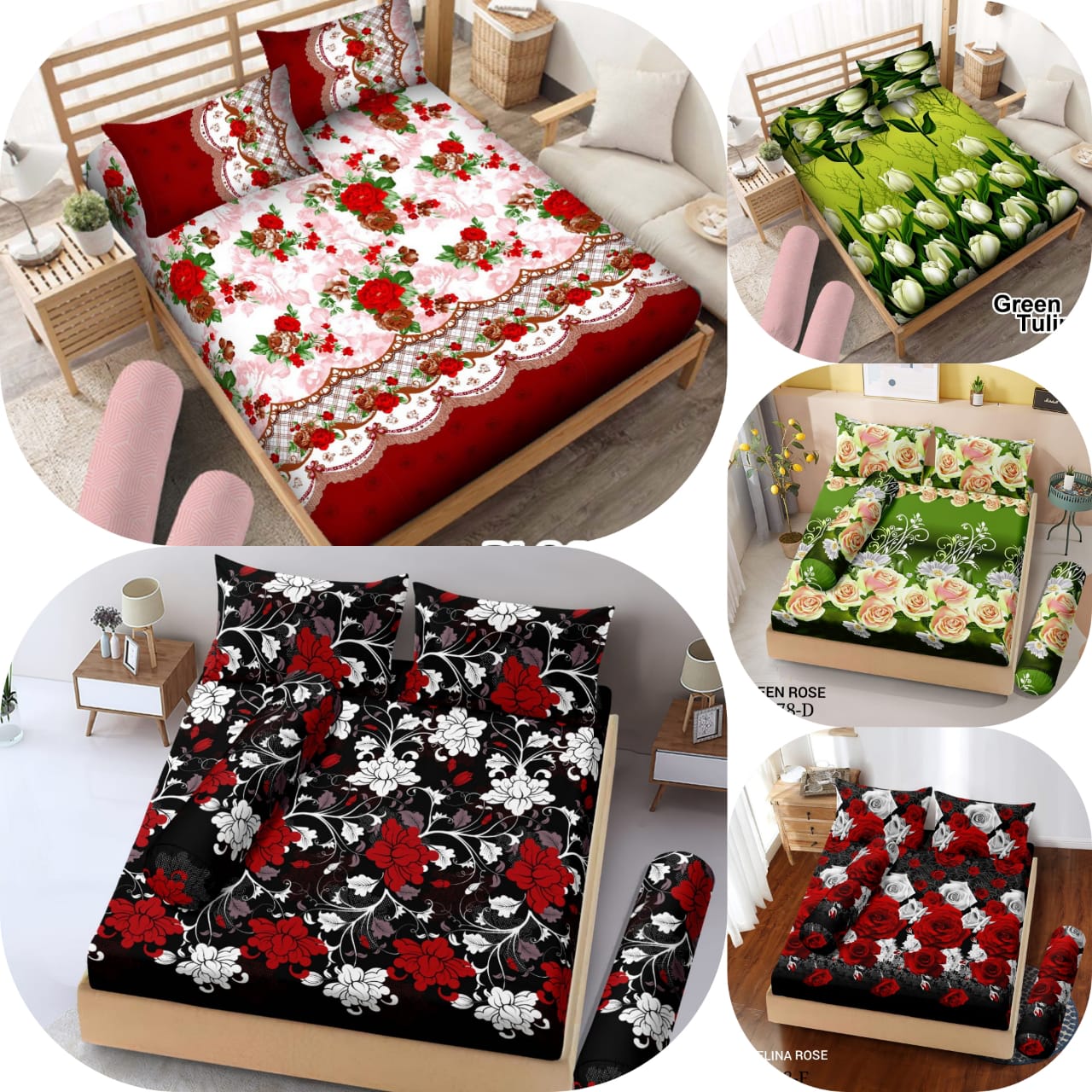 Promo Terlaris (Beli 1 Dapat 1) Sepre Motif Bonita 3D Anti Luntur Ukuran 180x200 Ful Set tinggi 20cm